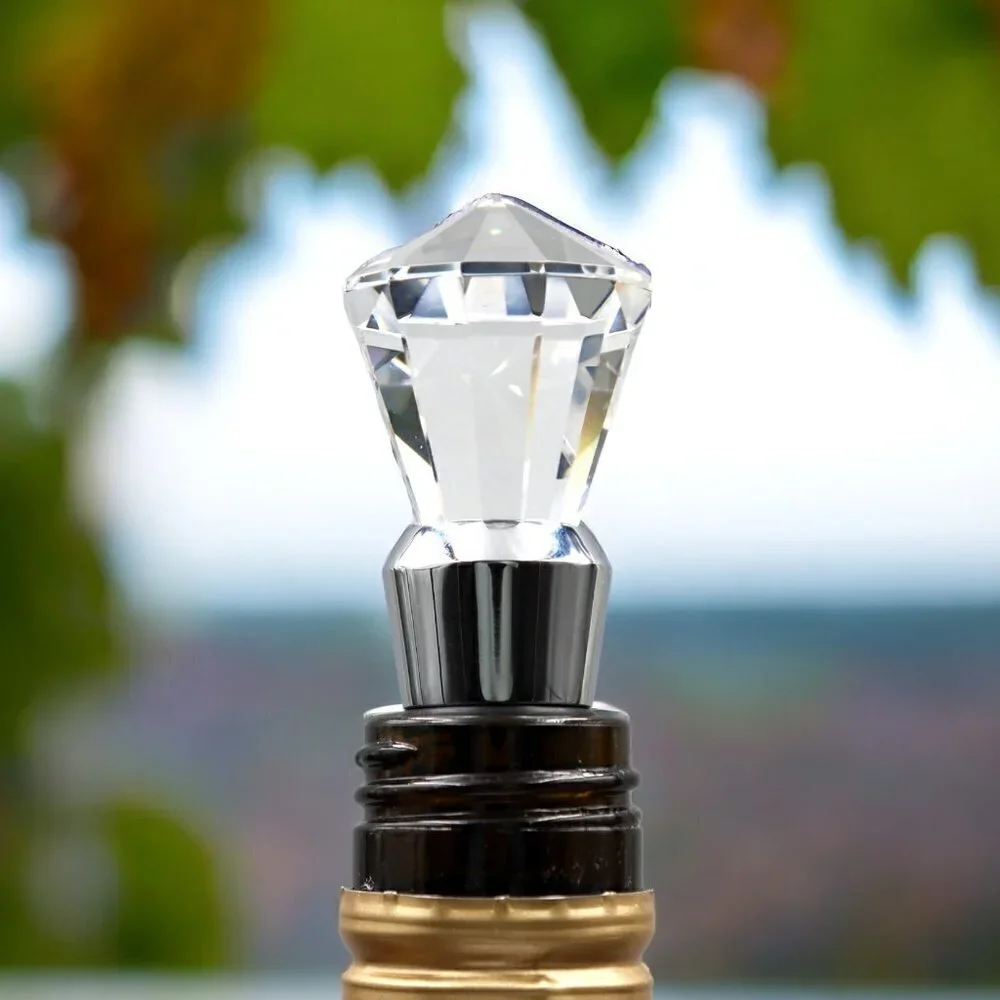 Glass Faceted Crystal Gem Wine Bottle Stopper NWOT